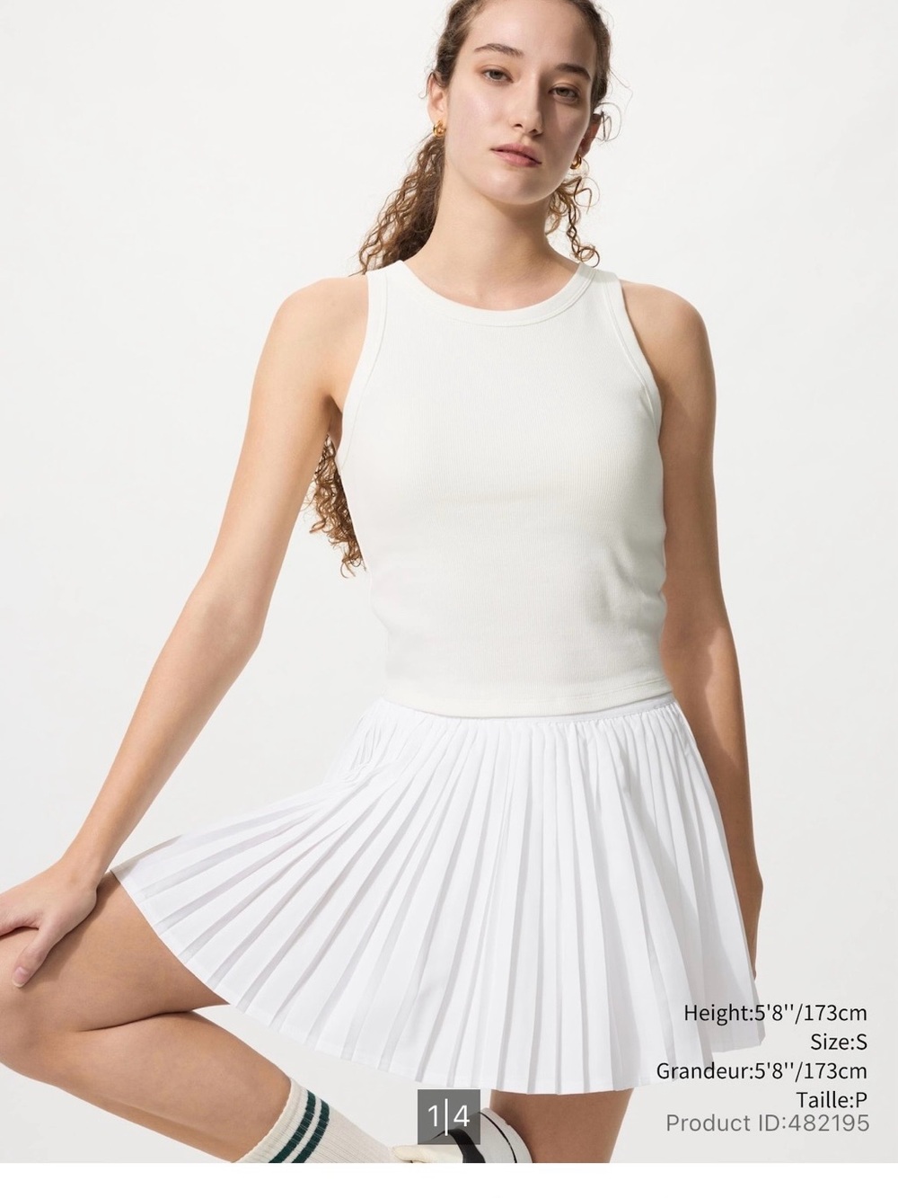 Uniqlo Ribbed Cropped Bra Top White Size XL Built-In Bra Tank
